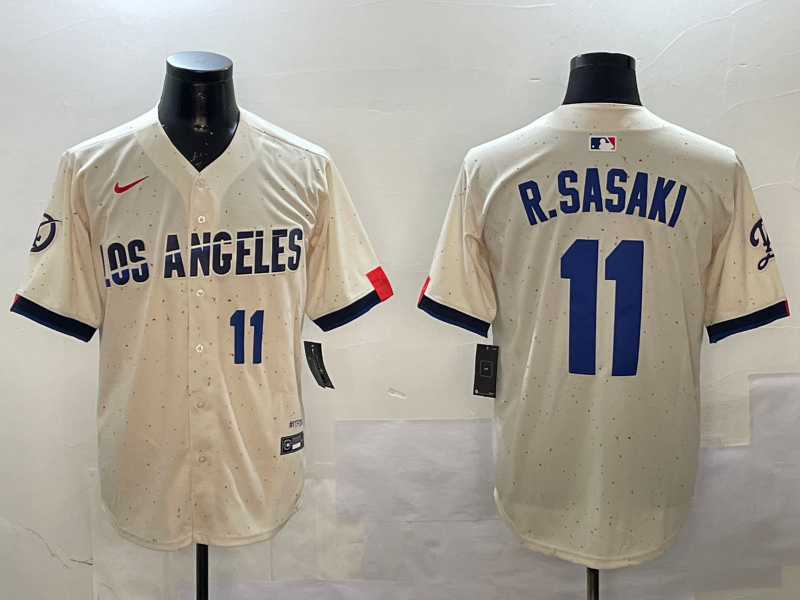 Men Los Angeles Dodgers #11 R Sasaki cream2025 MLB nike jersey style 10